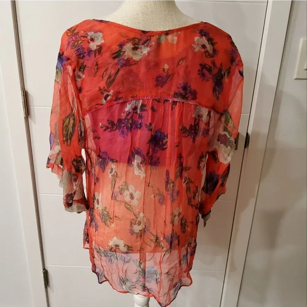 Free People Cheer Chiffon Katomi Cardigan Size L